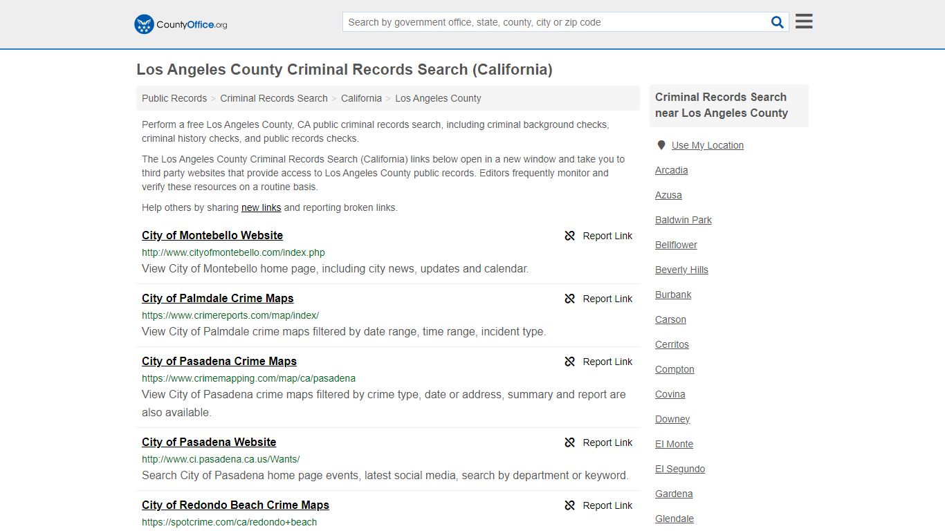 Los Angeles County Criminal Records Search (California)